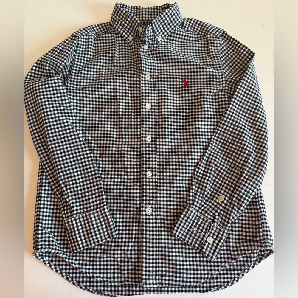 Boys Ralph Lauren Black & White Gingham Button-Down Shirt